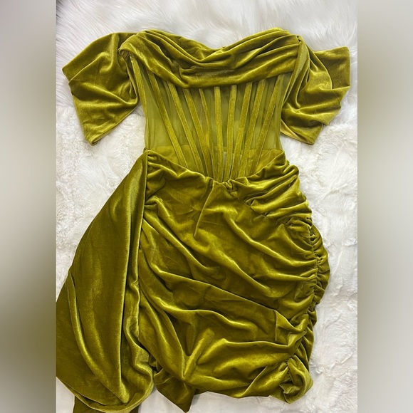 Chartreuse Velvet Corset Dress - Picture 1 of 3